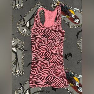 pink and black zebra stripe no boundaries tank top